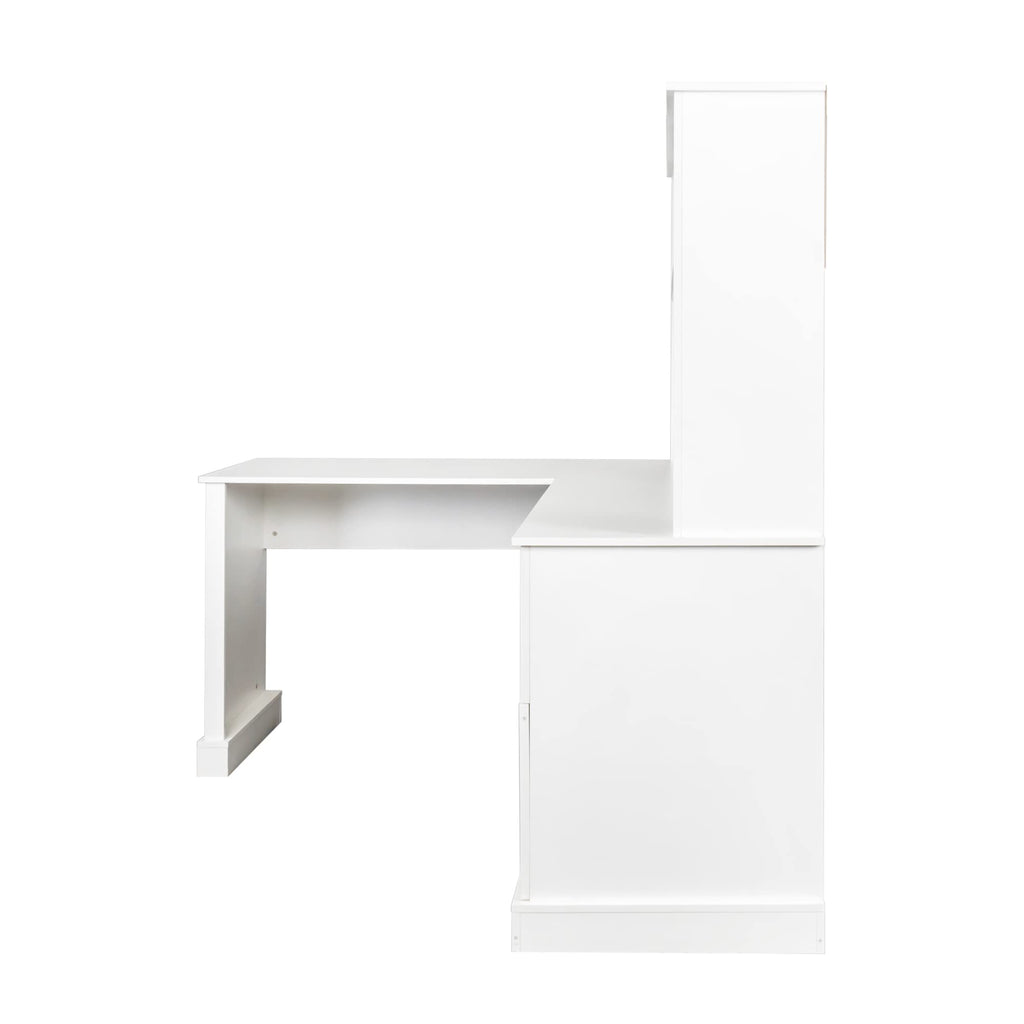 L Shaped Desk with Hutch, Drawer & Shelves, White Z41957