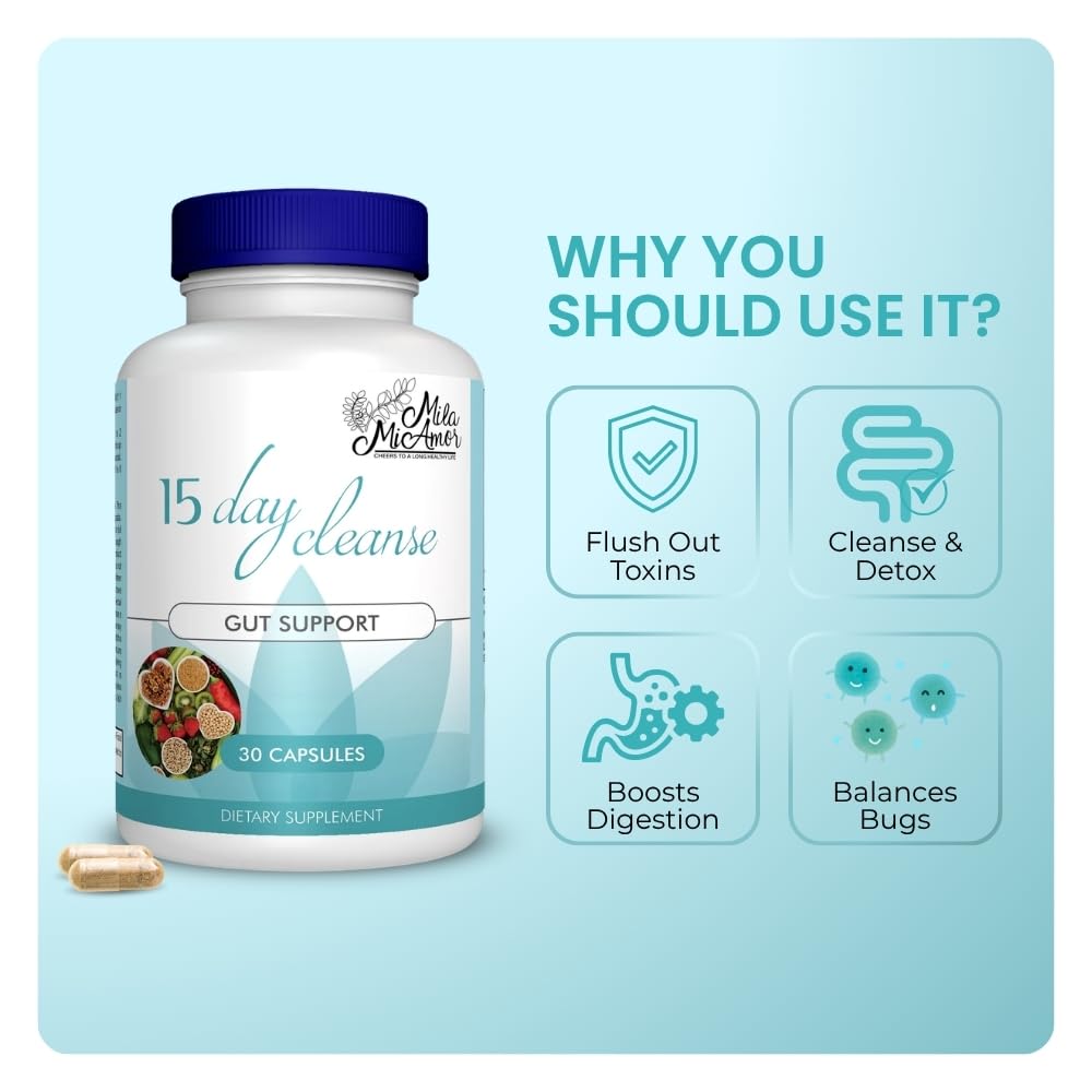 15 Day Gut and Colon Cleanse with Senna, Cascara Sagrada & Psyllium Husk 30 Capsules F2799