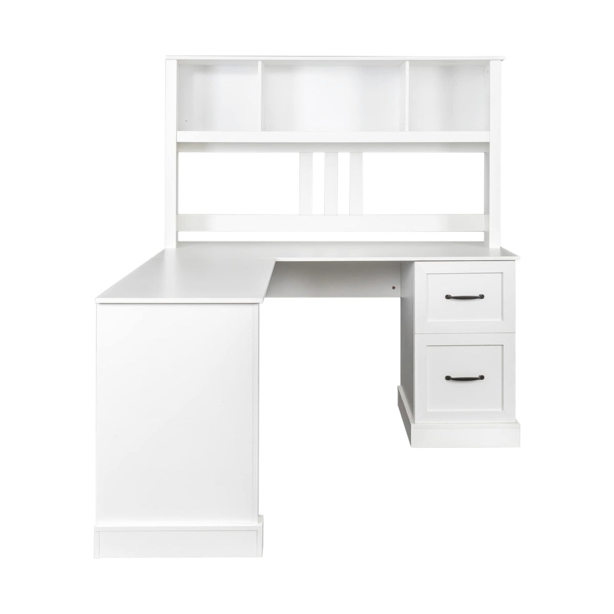 L Shaped Desk with Hutch, Drawer & Shelves, White Z41957