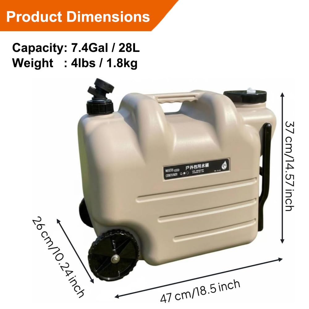 7.4 Gallon Water Container with Tap and Wheels N4610