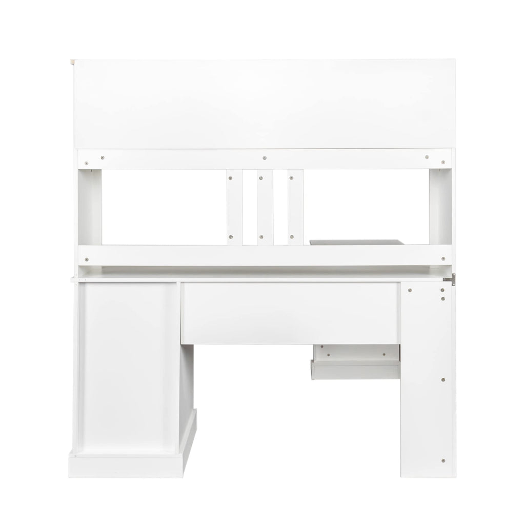 L Shaped Desk with Hutch, Drawer & Shelves, White Z41957