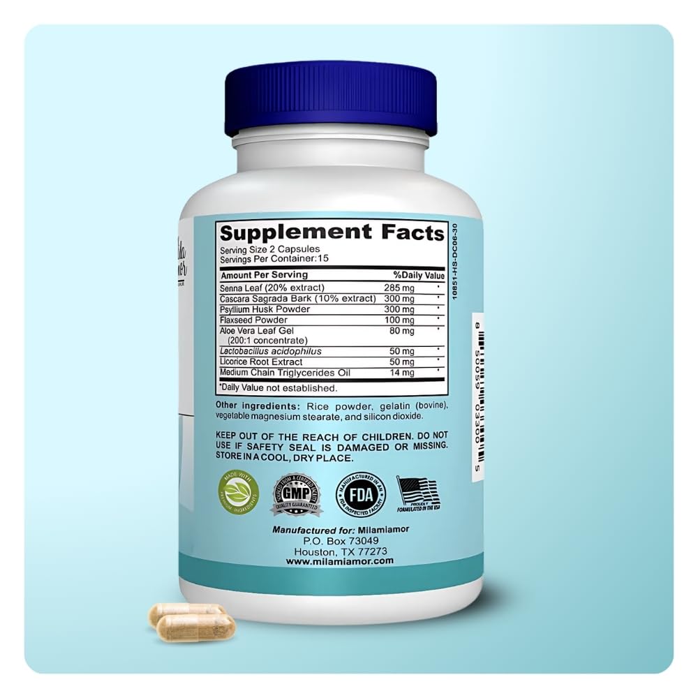 15 Day Gut and Colon Cleanse with Senna, Cascara Sagrada & Psyllium Husk 30 Capsules F2799
