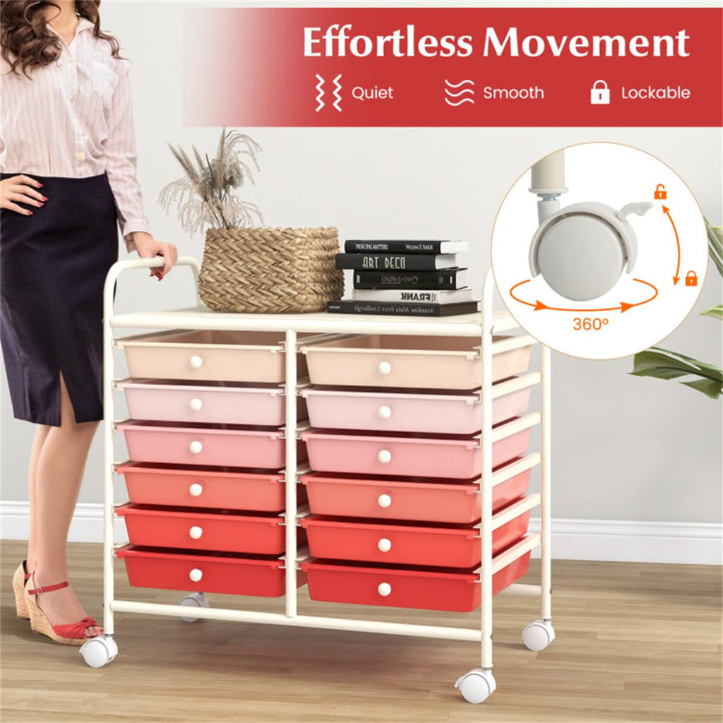 12 Drawer Rolling Storage Cart with Wheels T859168