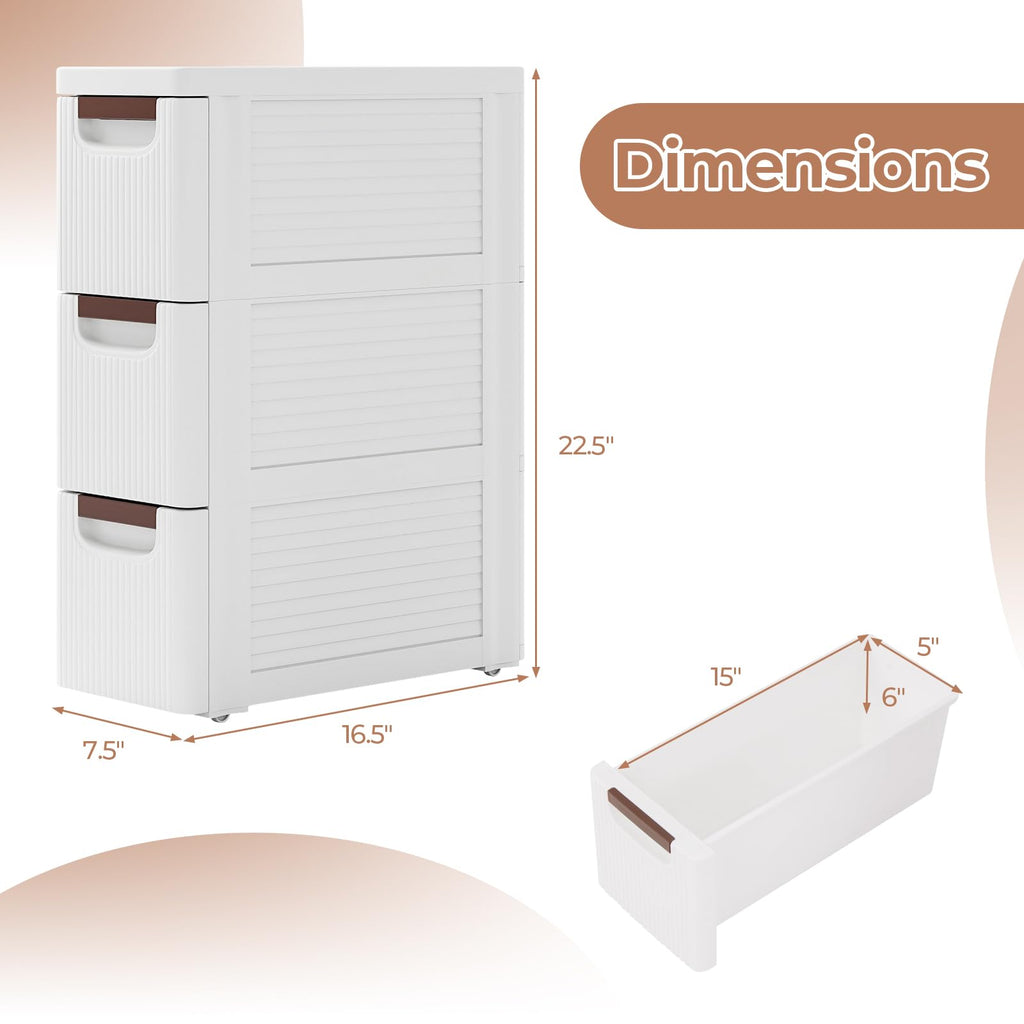 White 3 Drawer Narrow Storage Cabinet O51178