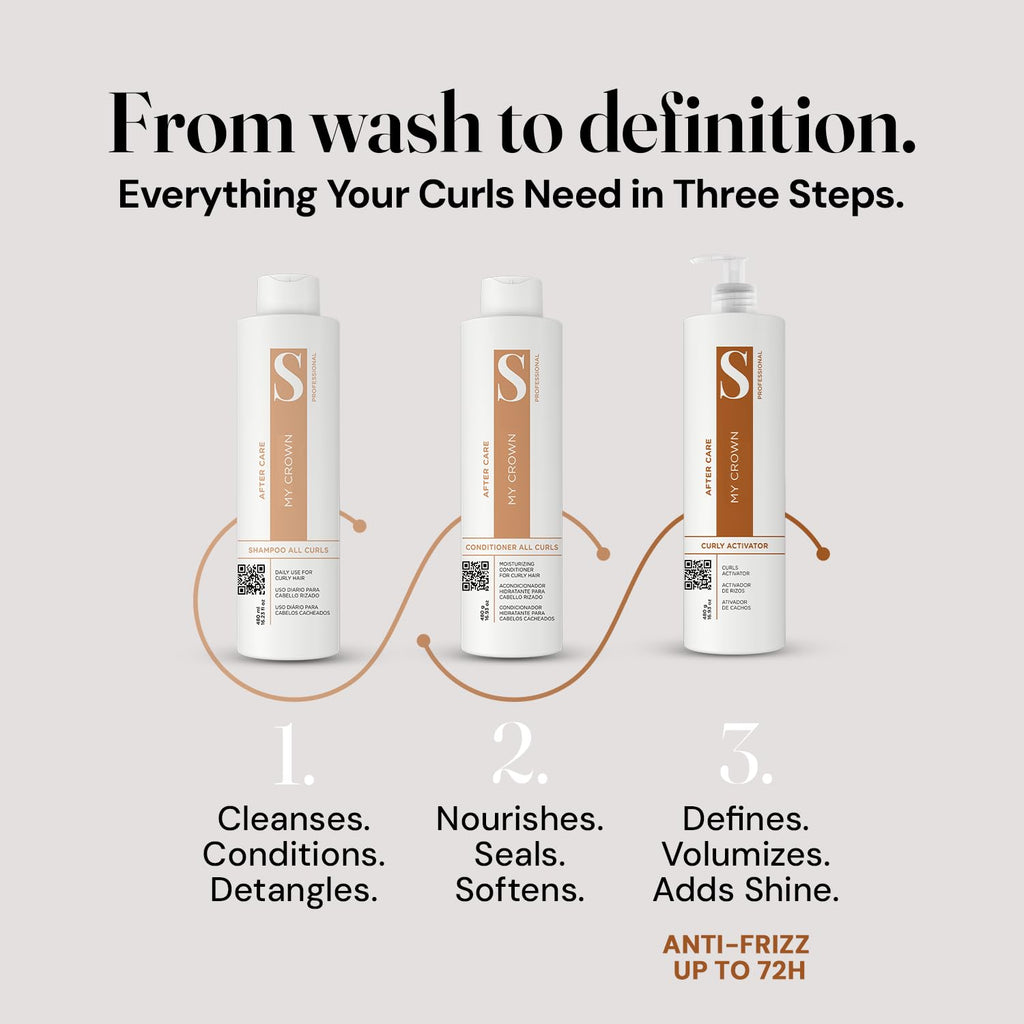 Curly Hair Shampoo Conditioner & Curl Cream Kit, 3x16.9oz R8631