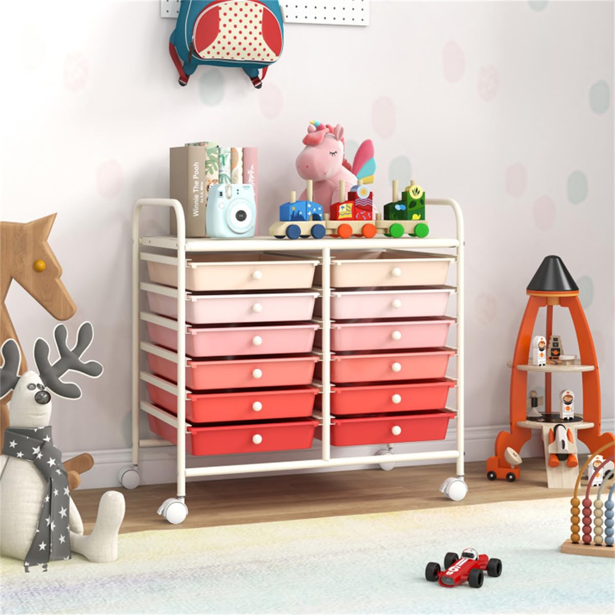 12 Drawer Rolling Storage Cart with Wheels T859168