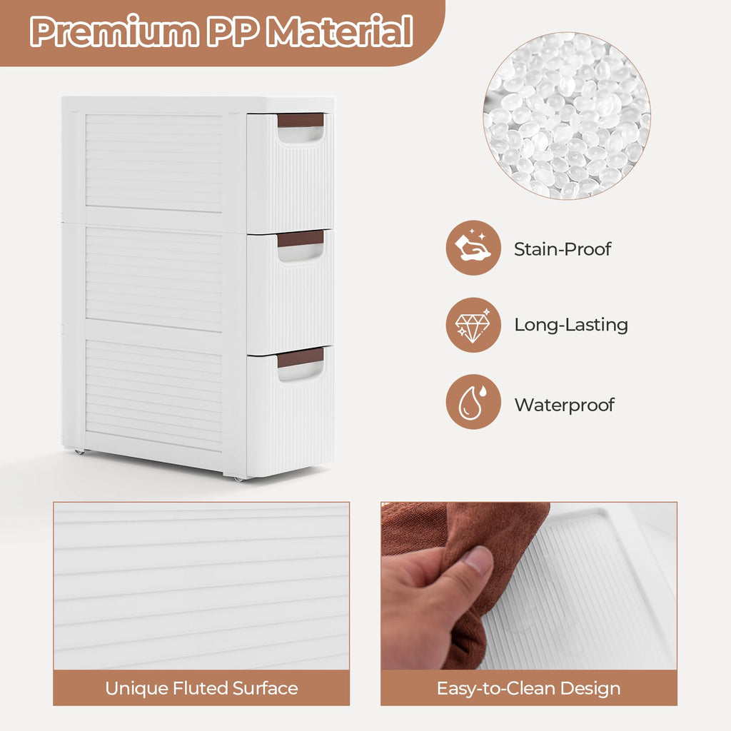 White 3 Drawer Narrow Storage Cabinet O51178