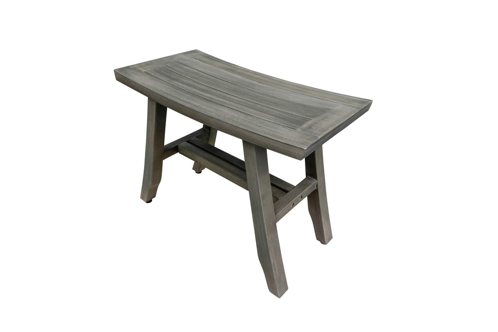 24" Gray Teak Shower Bench with Curved Seat X610037