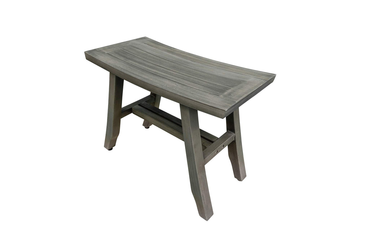 24" Gray Teak Shower Bench with Curved Seat X610037