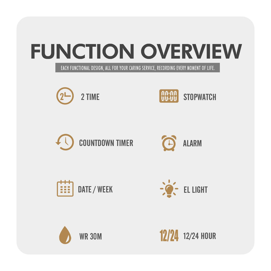 Men's Multifunctional Electronic Outdoor Sports Watch EL Light Large Digital Display Stainless Steel N2383