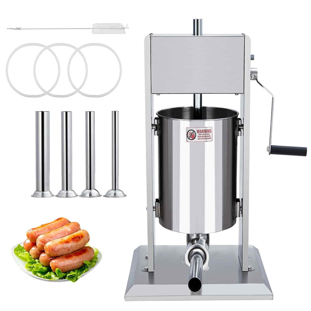Manual 5L Stainless Steel Sausage Stuffer with 4 Stuffing Tubes N1854