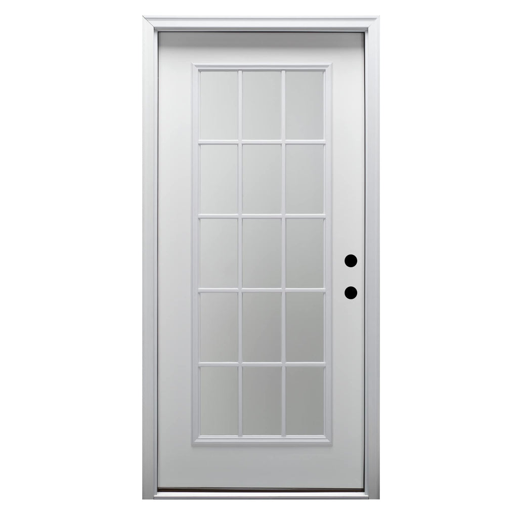 Steel Primed Left Hand In-Swing 15 Lite Clear Glass Front Door M904
