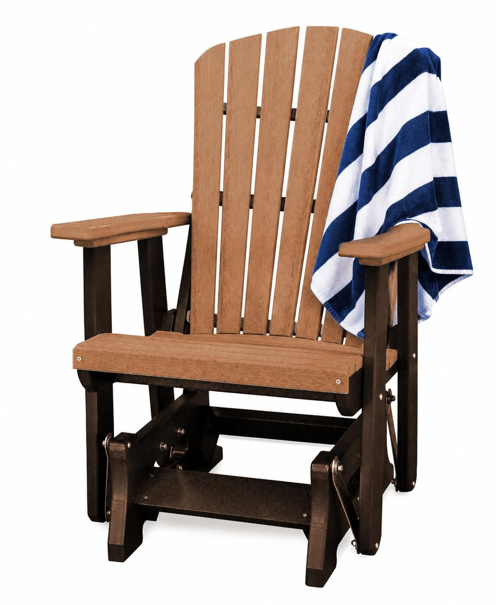 Tudor Brown Cedar Poly Adirondack Glider Outdoor Chair H724