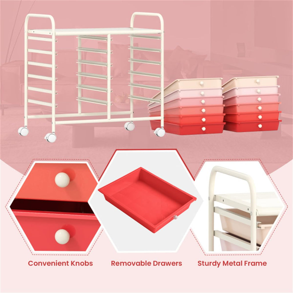 12 Drawer Rolling Storage Cart with Wheels T859168