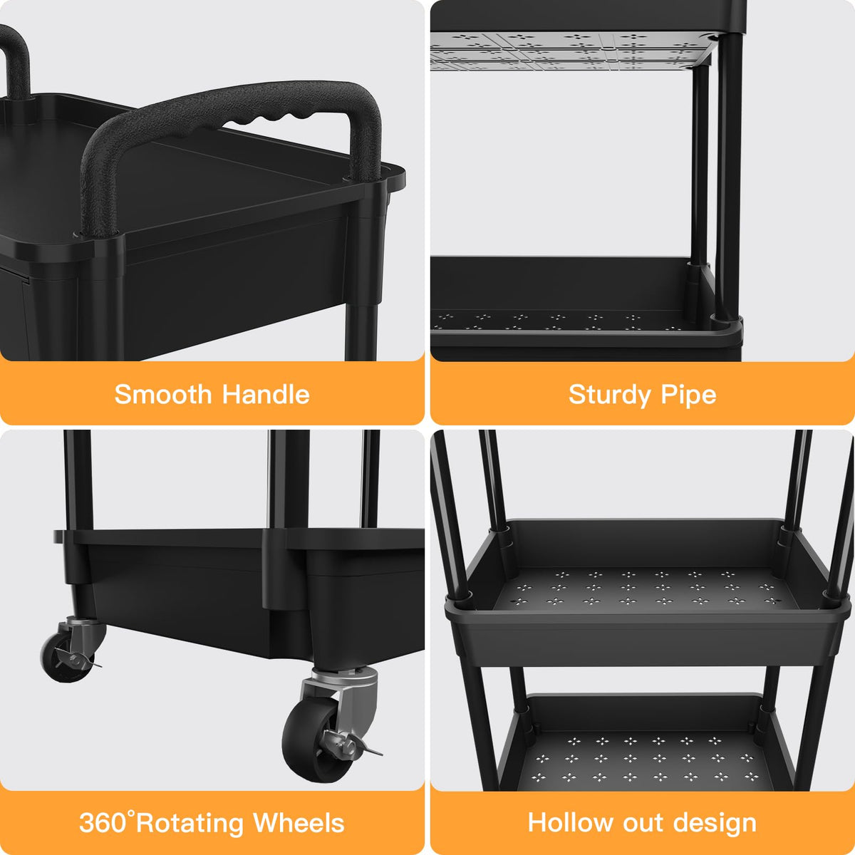 3 Tier Rolling Utility Cart with Drawer U93279