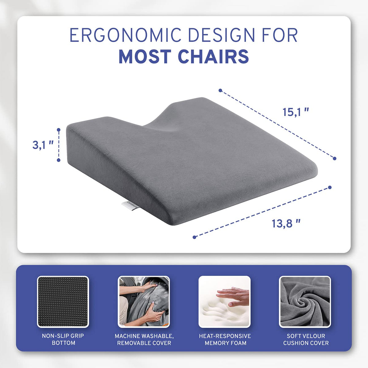Memory Foam Wedge Seat Cushion X533622