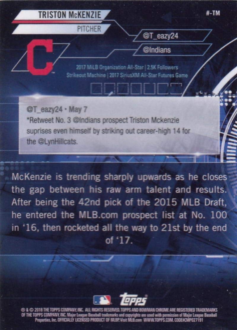 Bowman Chrome Triston McKenzie Baseball Trading Card M419