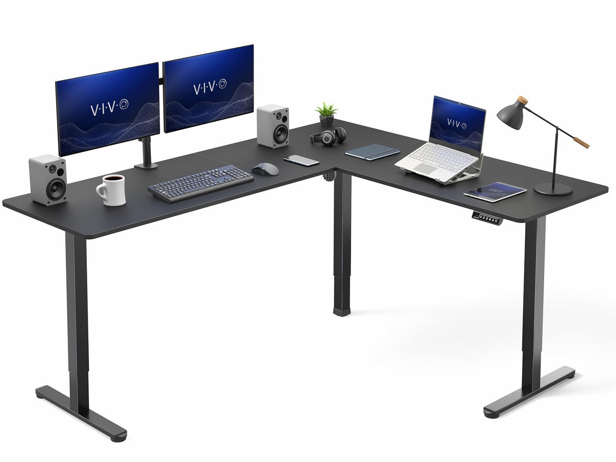 Black 75 x 63 in Corner Standing Desk C386630