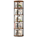 5-Tier Rotating Bookshelf, 360° Spinning Bookcase, Rustic Brown G451437