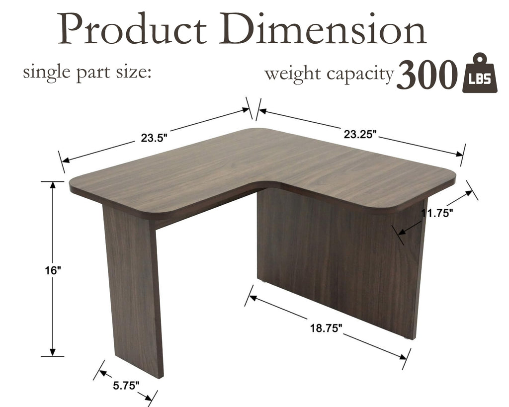 L Shaped Nesting Coffee Table Set of 2 Walnut G1341