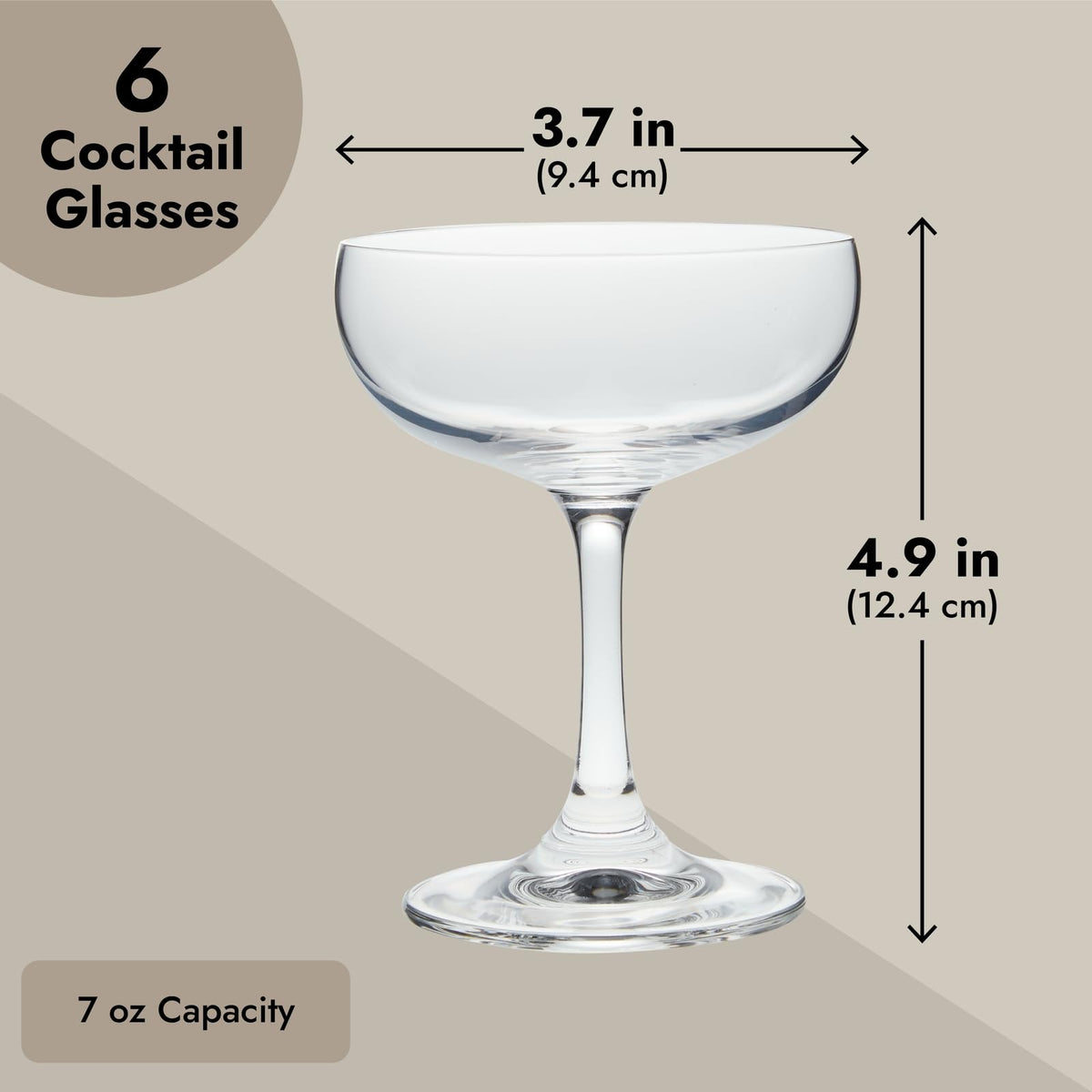 6 Count 7 oz Clear Coupe Glasses I61727