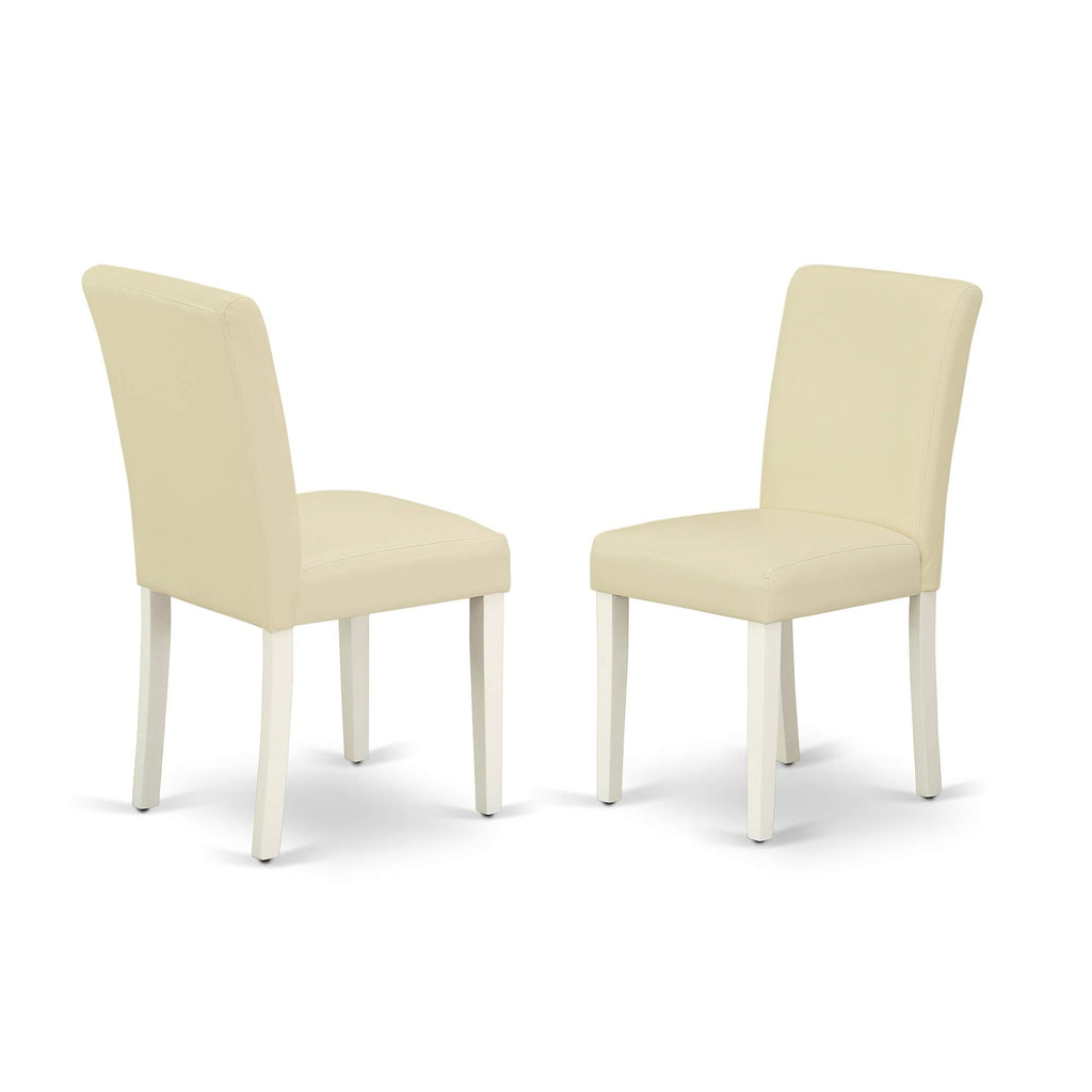 7 Piece Dining Room Table Set with 6 White Faux Leather Chairs S131283
