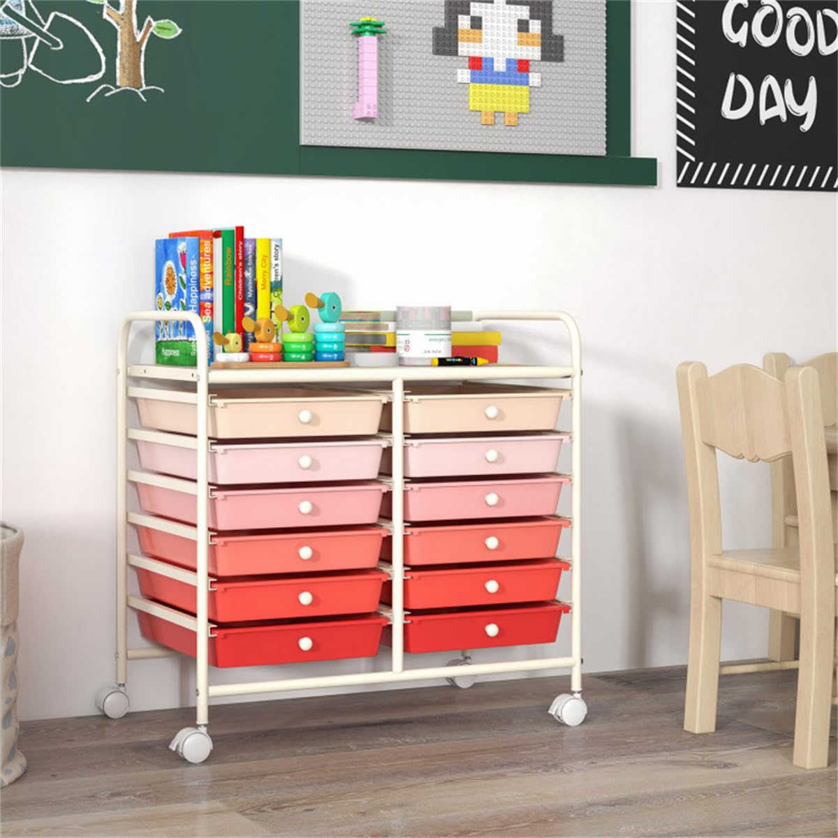 12 Drawer Rolling Storage Cart with Wheels T859168