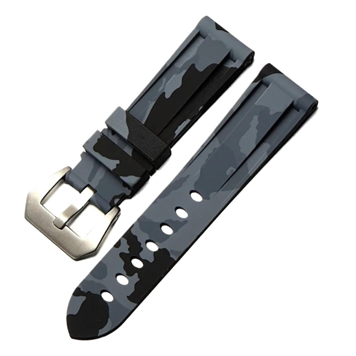 Camo Blue Grey Rubber Silicone Watch Band V62405