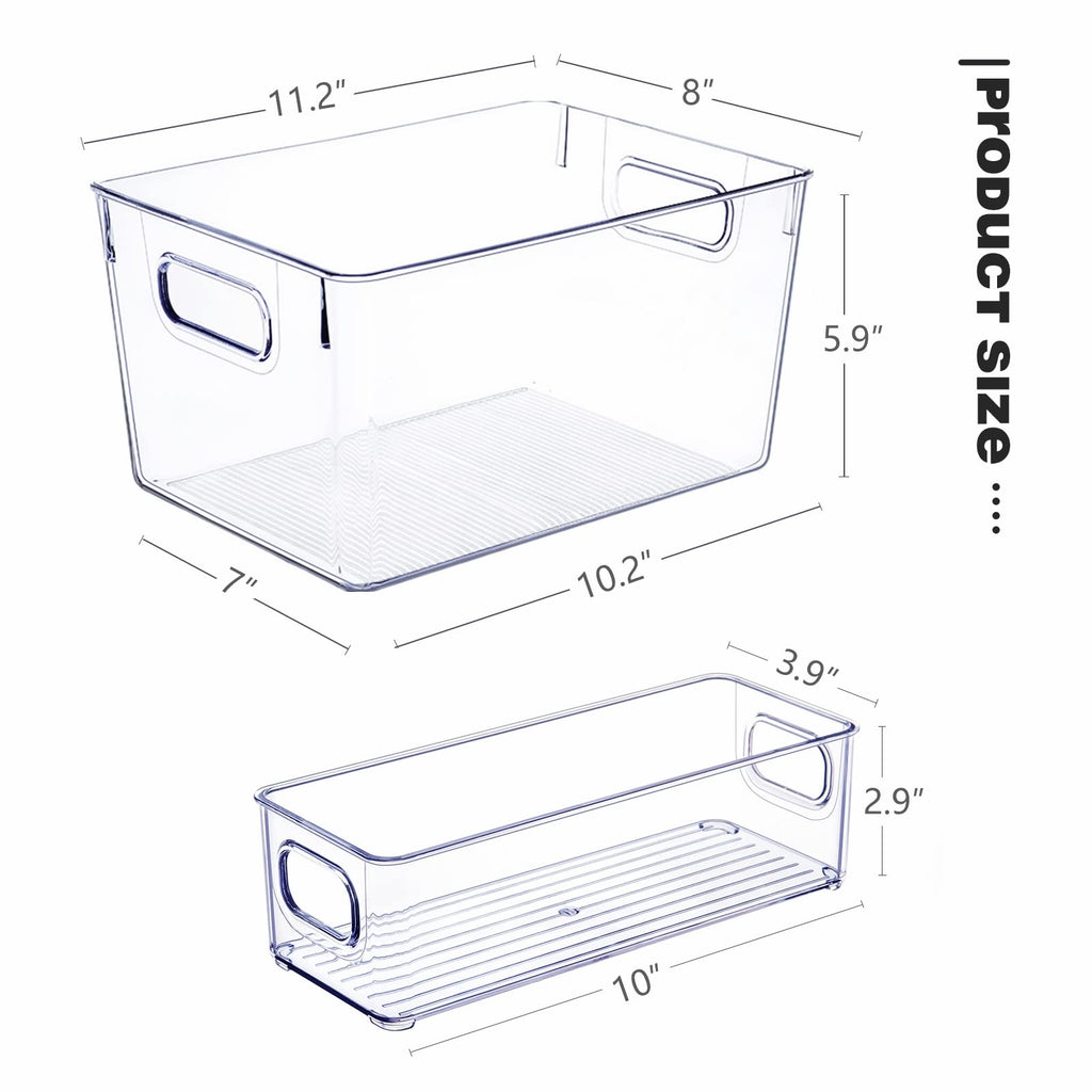Set of 8 Clear Plastic Stackable Storage Bins V237