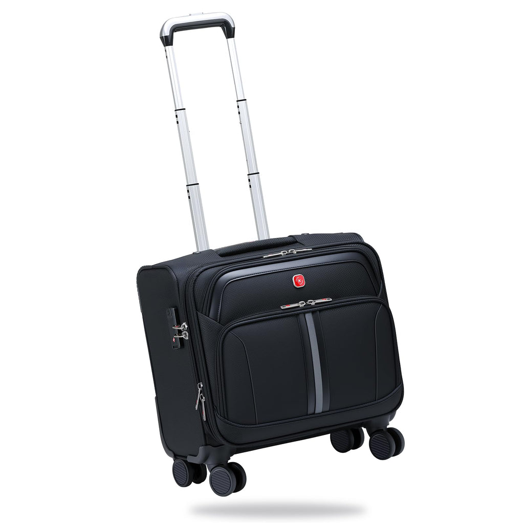 Black 16-Inch Underseat Carry-On Luggage with 4 Spinner Wheels D2322