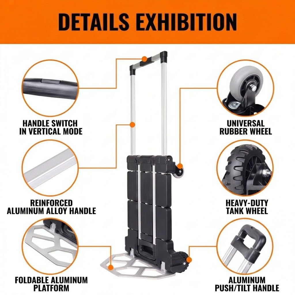 3-in-1 Folding Hand Truck 500 lbs Capacity K294835