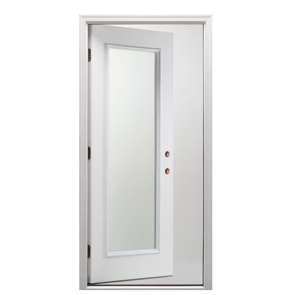 Fiberglass Smooth Primed Left Hand In-Swing Prehung Front Door Full Lite Clear Glass 32" x 80" Q62917