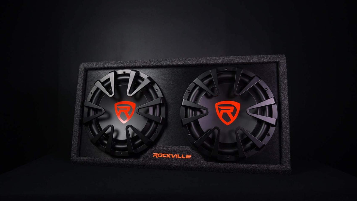 Dual 12" Slim Vented Powered Car Subwoofer Enclosure M490