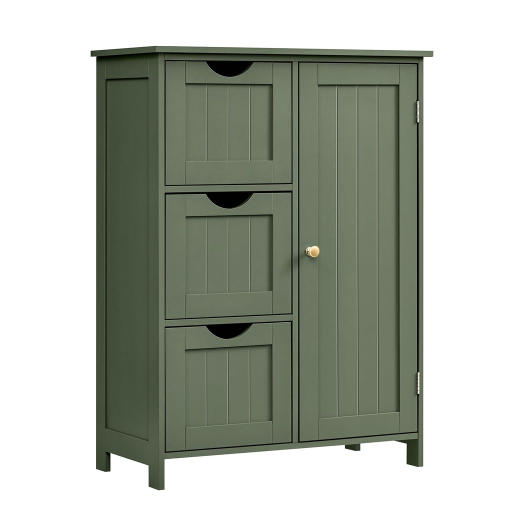 Forest Green 3 Drawer Bathroom Floor Storage Cabinet W9221