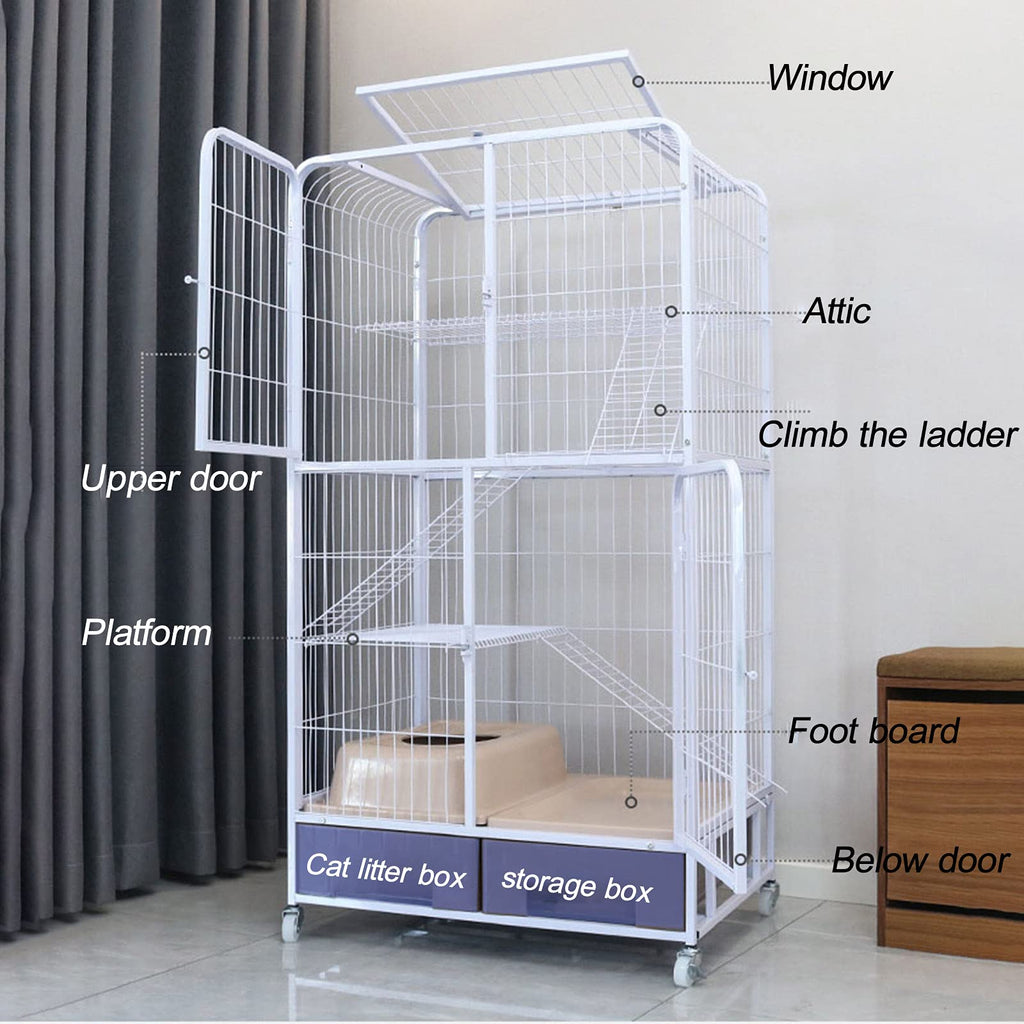 Heavy Duty Metal Dog Crate Cat Cage with Four Wheels V91785