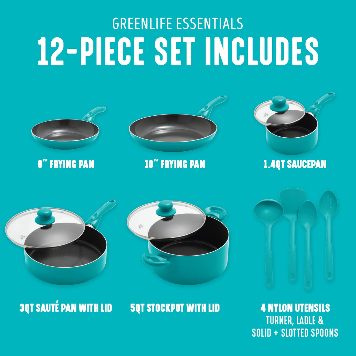 12 Piece Ceramic Nonstick Cookware Set E3035