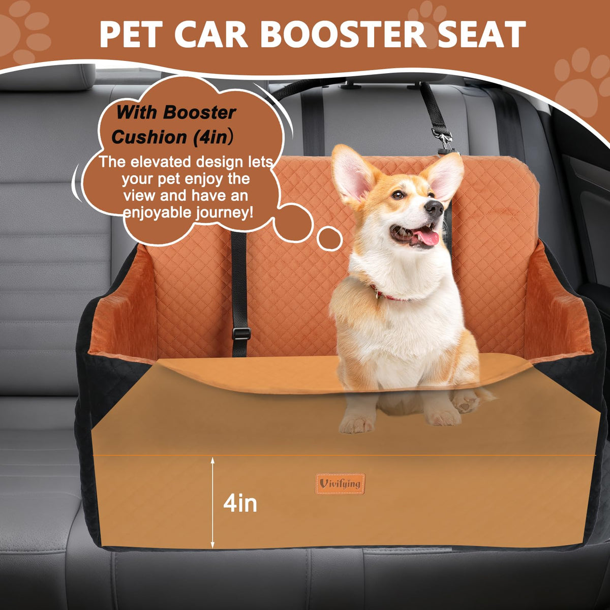 Large Dog Car Seat with 4 in Cushion L782