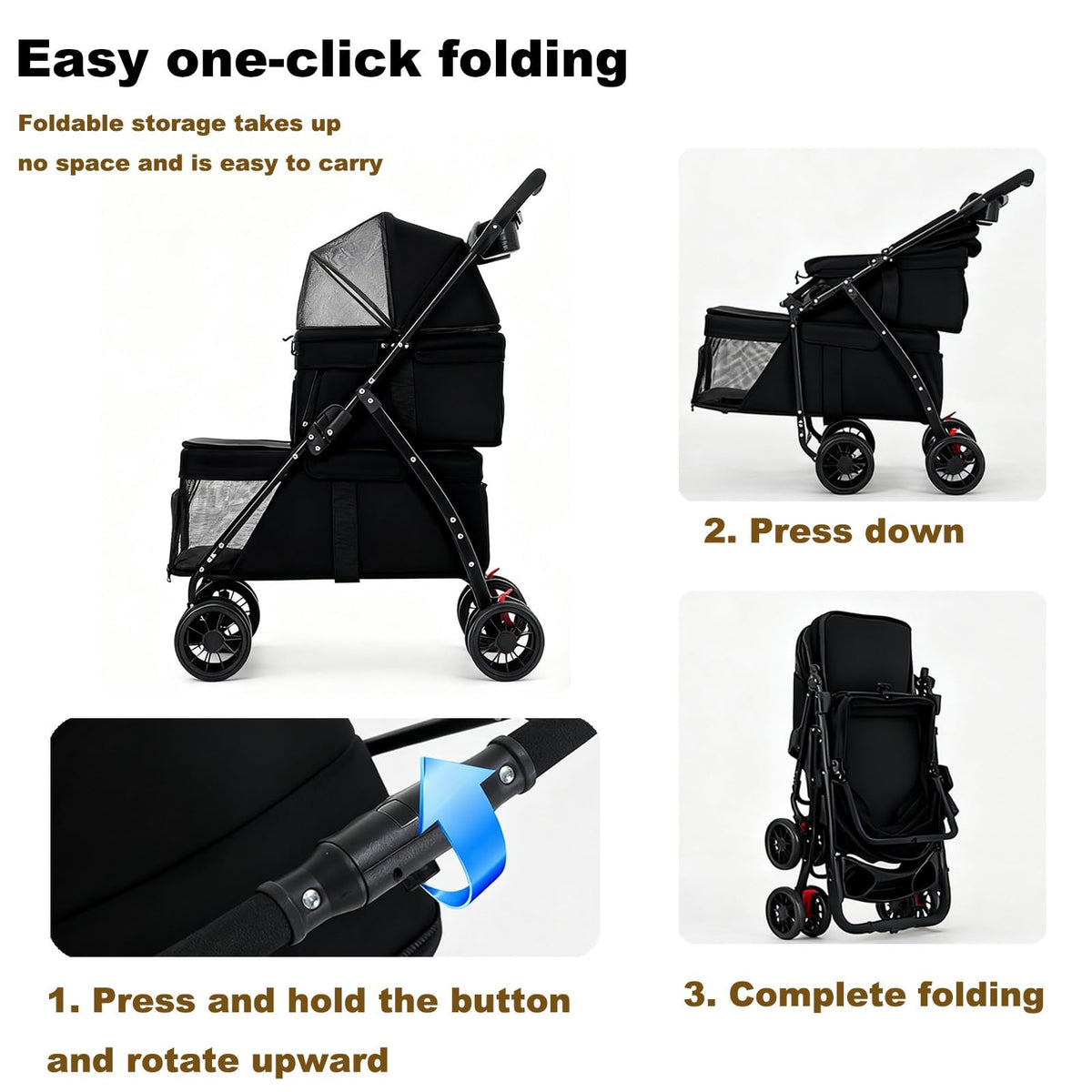 Double Dog Stroller for Medium Small Dogs and Cats W9467