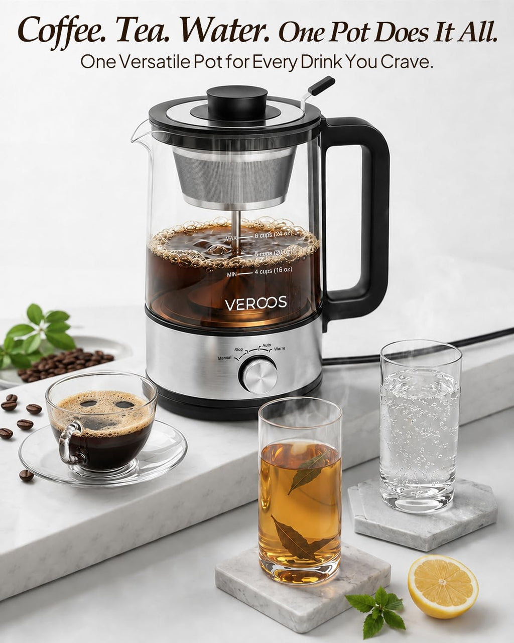Electric 6-Cup Glass Percolator Coffee Pot B733283