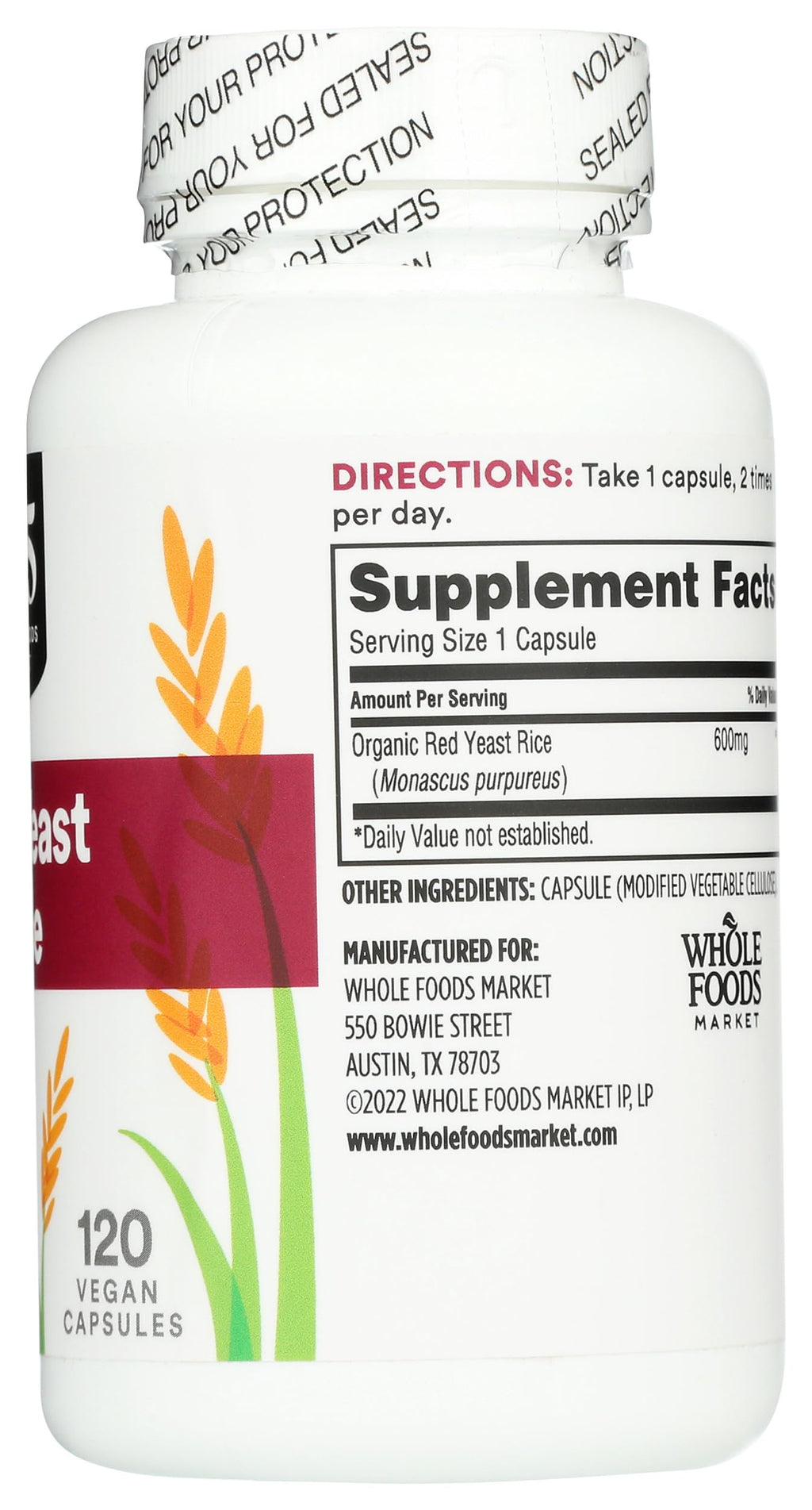 Red Yeast Rice 600mg 120 Count W344