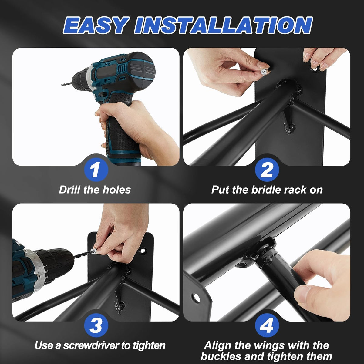 6 Pcs Wall Mount Saddle Rack with Pad Bar M9090
