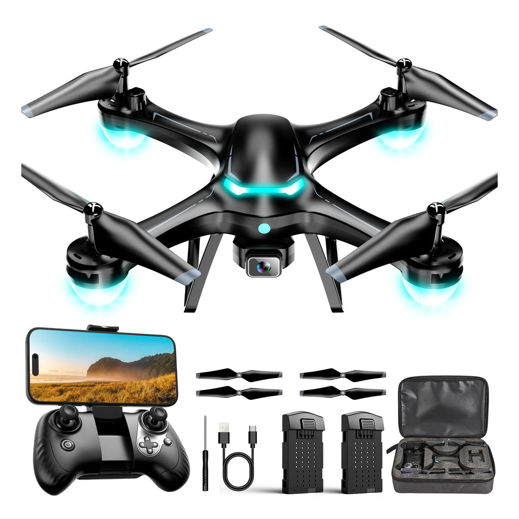 Black 1080P Camera Drone with 2 Batteries N7664