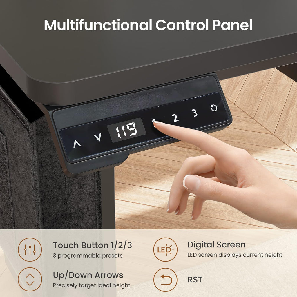 L Shaped Standing Desk with File Cabinet E1825