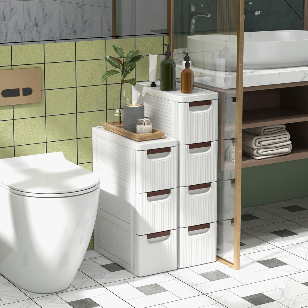 White 3 Drawer Narrow Storage Cabinet O51178