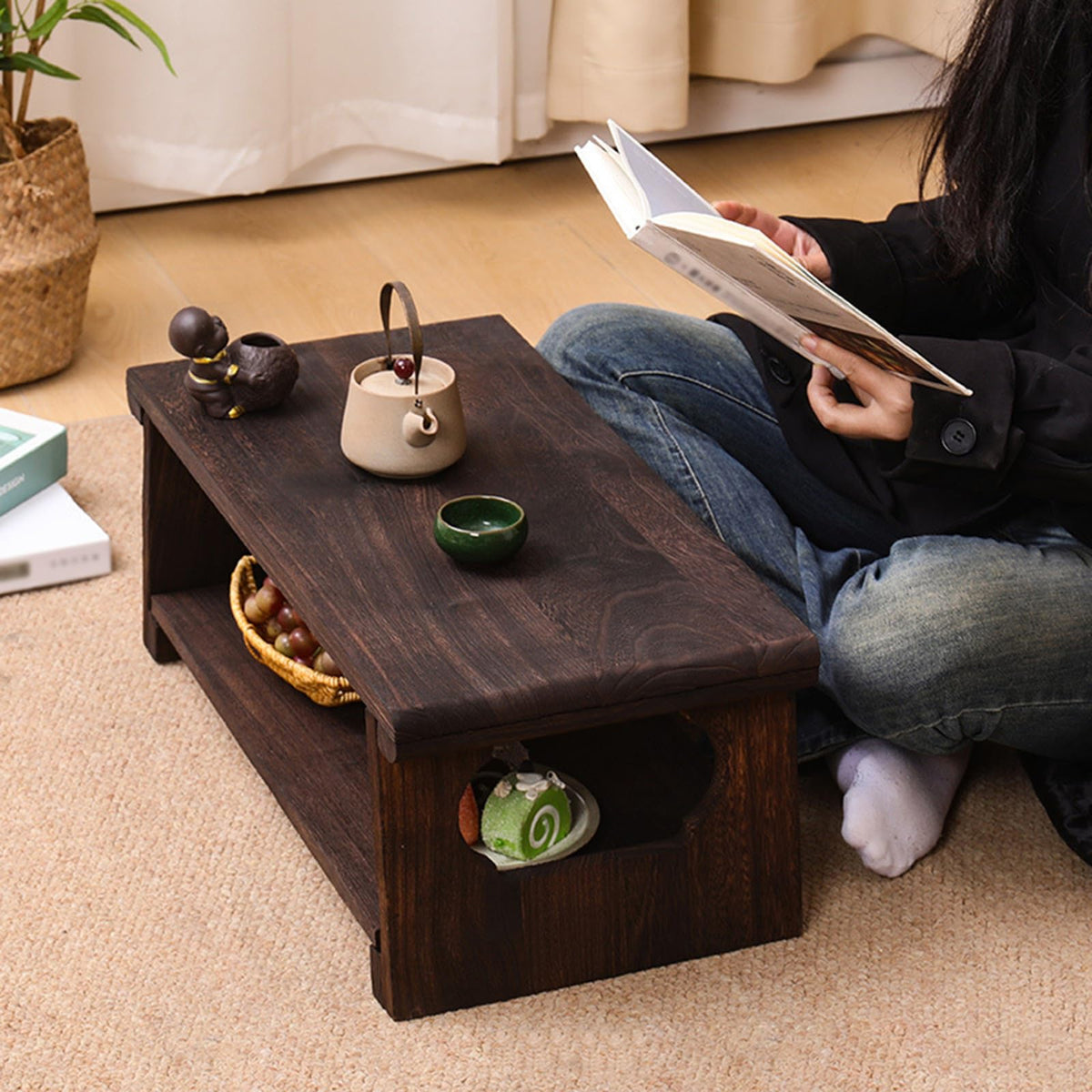 Foldable Japanese Low Floor Table 60x30x22cm Y526482