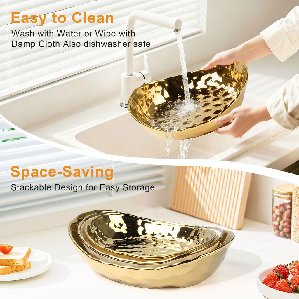 3 Tier Ceramic Fruit Bowl with Metal Stand O18315