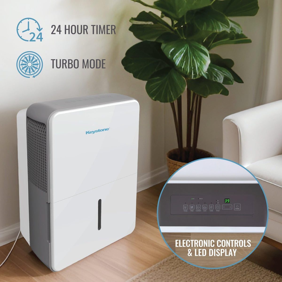 50-Pint Portable Dehumidifier with Auto-Shutoff and Timer K76781