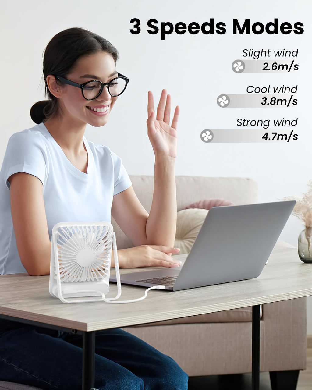 White USB Desk Fan H74996