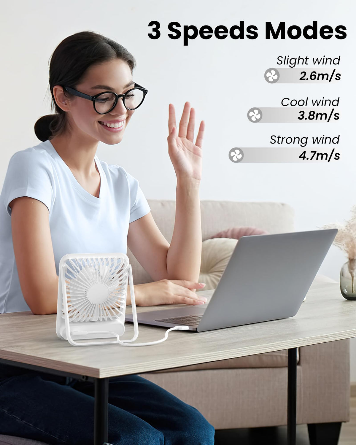 White USB Desk Fan H74996