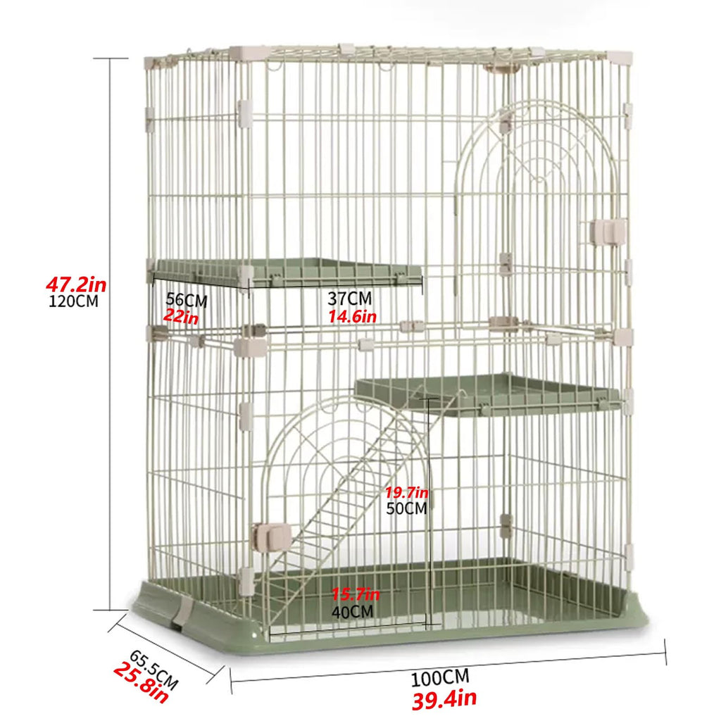 3/4-Tier Wire Cat Cage Playpen Kennel with Hammock S245957